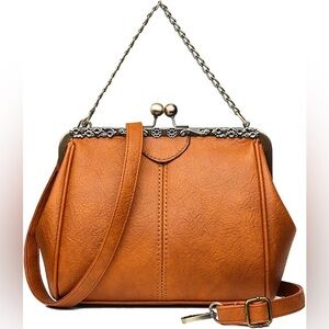 Classic Vintage Frame-Top Crossbody Bag - Brown